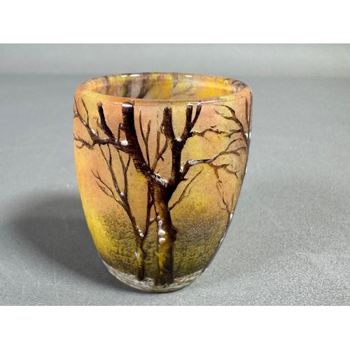 Daum Nancy cameo vase, Winter Landscape, c.1900