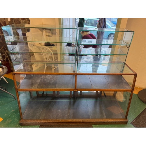Antique oak shop display cabinet, JWR Swansea